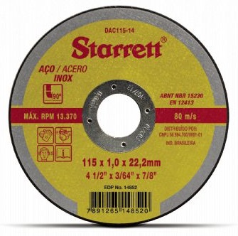 Disco de Corte Fino 4.1/2" Starrett 3420.10003 