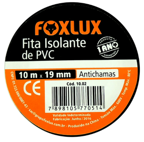Fita Isolante Preta 19x20 Foxlux 4560.05020 