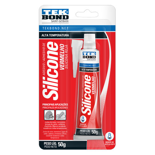 Silicone Acético Vermelho Alta Temperatura 50g Tekbond 8800.05010 