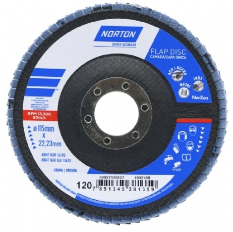 Disco Flap de Fibra 4.1/2" GR 60 R822 Norton 3455.15030 