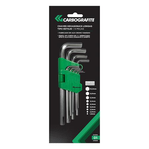 Jogo Chave Allen Longa 01,5 x 10mm Carbografite 5210.20008 