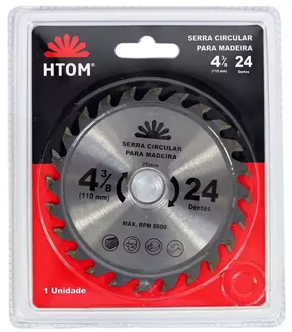 Serra Circular para Madeira 4.3/8" 24 Dentes HTOM 8705.05020 