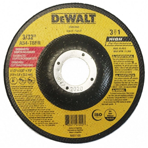 Disco 3 em 1 Metal 4.1/2" Corte/Desbaste/Acabamento DW80408 Dewalt 3420.08100 