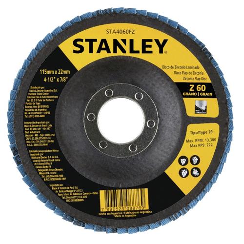 Disco Flap de Fibra 4.1/2" GR 60 Stanley 3455.04260 