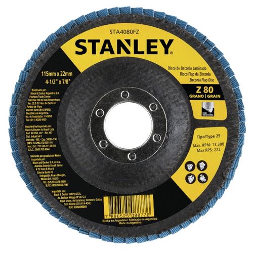 Disco Flap de Fibra 4.1/2" GR 80 Stanley 3455.04280 