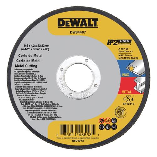 Disco de Corte Fino 4.1/2"x1,2mm DW84407 Dewalt  3420.10006 