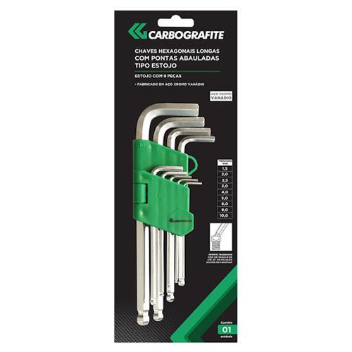 Jogo Chave Allen Abaulada Longa 01,5 x 10mm Carbografite 5210.15020 