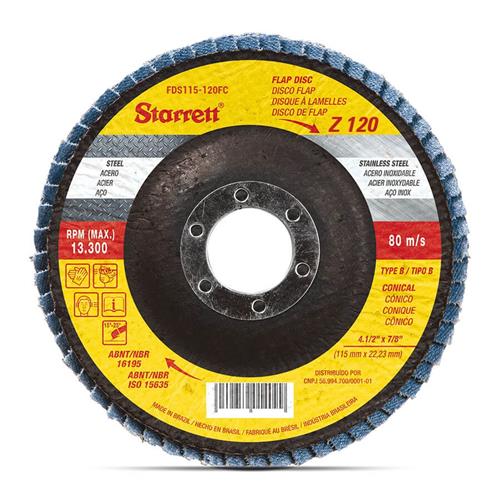 Disco Flap de Fibra 4.1/2" GR 120 Starrett 3455.04120 