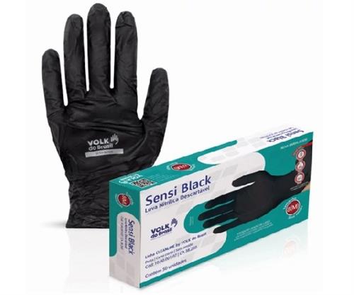 Luva Descartável Nitrílica Preta Tam. 09 Grande Sensi Black 5610.50050 