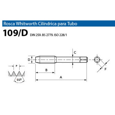Macho Manual HSS DIN 5157 BSP G1/2"x14 109/D OSG 2 peças 5710.05040 