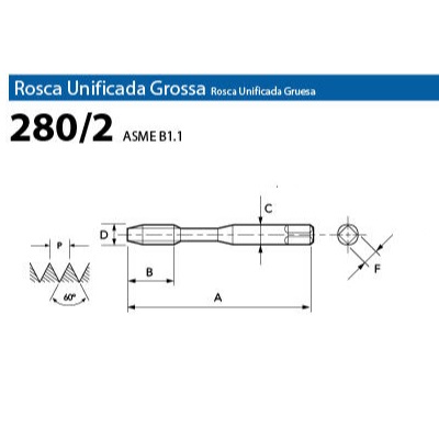 Macho Máquina HSSE DIN 2182 UNC Nº5 1/8"x40 C.H. 280/2 OSG 5750.05010 