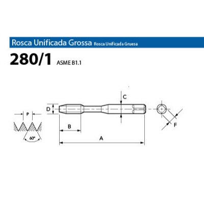 Macho Máquina HSSE DIN 2182 UNC 3/8"x16 P.H. 280/1 OSG 5750.05075 