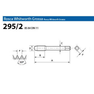 Macho Máquina HSSE DIN 2183 BSW 1/2"x12 C.H. 295/2 OSG 5750.05090 