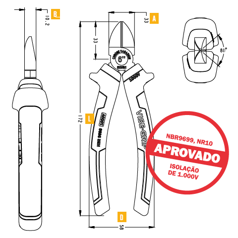 Alicate de Corte Diagonal Isolado 6" Vise-Grip Irwin 1530.25005 