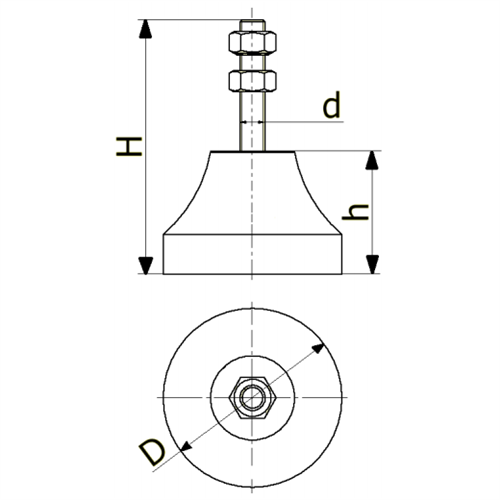 Vibra Stop Micro II 70kg c/Parafuso 5/16" 9480.03015 