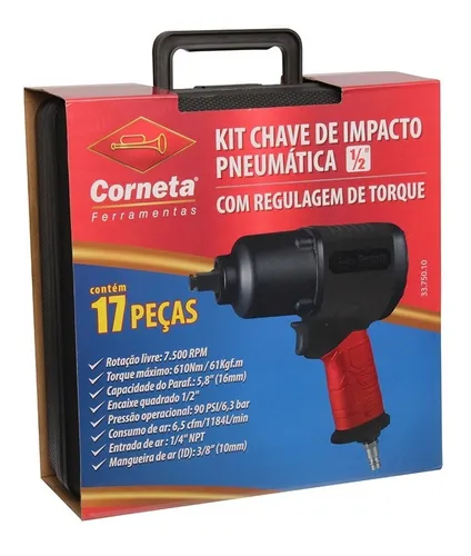 Kit Chave de Impacto Pneumática 1/2" 17 pçs Corneta 5840.30100 