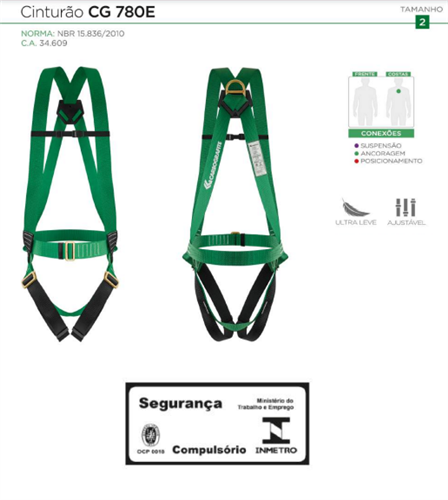 Cinturão de Segurança tipo Paraquedista CG780E Carbografite 3015.05100 