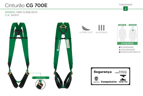 Cinturão de Segurança tipo Paraquedista CG700E Carbografite 3015.05050 